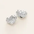 Perla distanziatrice a cuore in argento con trama a cratere e zircone brillante. - Stile E (Cuore Texturizzato) / 2 Pezzi (6.5x9mm) / Argento