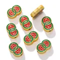 Set of alloy double-coin spacer beads with red and green enamel for DIY jewelry making - 双铜钱款式(横孔) / 2 Pcs/Set