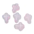 Perles d'espacement en verre en forme de croix irisée pour la création de bracelets DIY - Style Croix (Style 01) / 5 Pièces/Paquet (11.5x14.5mm) / Bleu Pâle