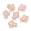 Perles d'espacement en verre rose irisé en forme de croix pour la création de bijoux DIY - Style Croix (Style 01) / 5 Pièces/Paquet (11.5x14.5mm) / Rose Jaune