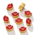 Traditional gold yuanbao charm with red enamel and auspicious cloud pattern for DIY jewelry - Red Gold Ingot Style (Horizontal Hole) / 2 Pcs/Set