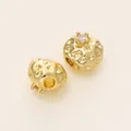 Perla distanziatrice tonda testurizzata placcata oro 18 carati con CZ per gioielli DIY - Stile G (Perla Texturizzata) / 2 Pezzi (7.5x8mm) / Oro 18K