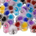 Assorted colors frosted acrylic heart pendants with a unique bead-in-bead jelly effect - Heart Shape / 5 Pieces/Pack / Multicolor