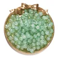 Premium loose green crackle glass beads for DIY jewelry making displayed on a gold tray - 50 Pieces/Pack (8mm) / Green Crackle