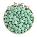 Green marble pattern round loose beads for Christmas themed DIY jewelry making accessories - Pack of 50 (10mm / Hole 1.5mm) / Snowflake Light Green White