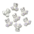 Seven cute pearlescent bear-shaped alloy charms with purple accents for DIY jewelry crafts - 2 Pieces/Pack / Sitting Bear Silver-Purple