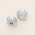 Perle distanziatrici tonde irregolari testurizzate argentate per creazione di gioielli DIY - Stile G (Perla Texturizzata) / 2 Pezzi (7.5x8mm) / Oro bianco