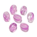 Élégantes perles en verre violettes en forme de grain de café pour la création de bijoux - Style Grain de Café (Style 02) / 5 Pièces (8.5x11mm) / Violet Et Blanc