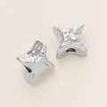 Perline distanziatrici a stella argentate con zircone per creazione gioielli fai da te - Stile J (Stella con Texture Lava) / 2 Pezzi (6.5x6.5mm) / Oro bianco