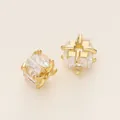 Distanziatore a clessidra placcato oro 18K con zirconi per gioielli fai da te fatti a mano - Stile K (Cubo Vuoto Diagonale) / 2 Pezzi (5x7x7mm) / Oro 18K