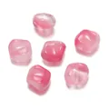 Perles en verre Liuli rose translucide de forme cubique irrégulière pour bijoux DIY - Style Grain de Café (Style 03) / 5 Pièces (10.5*12mm) / Rose rouge
