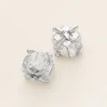 Perlina distanziatrice clessidra in argento con zirconi cubici per creazione gioielli fai-da-te - Stile K (Cubo Vuoto Diagonale) / 2 Pezzi (5x7x7mm) / Oro bianco