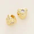 Distanziatori a cuore testurizzati placcati in oro con gemma brillante per gioielli fai-da-te - Stile L (Cuore Texturizzato) / 5 Pezzi (4.5x5mm) / Oro 14K