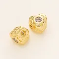 Distanziatori a cuore placcati oro 18K con zirconi per creazioni di gioielli fai da te. - Stile L (Cuore Texturizzato) / 5 Pezzi (4.5x5mm) / Oro 18K