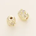 Perline distanziatrici a clessidra placcate oro 18K con trama diagonale per gioielli - Stile M (Clessidra a Righe Diagonali) / 5 Pezzi (4.5*5*5mm / Foro 1mm) / Oro 14K
