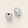Perlina distanziatrice a clessidra placcata oro 18K argento con trama e pietra CZ - Stile M (Clessidra a Righe Diagonali) / 5 Pezzi (4.5*5*5mm / Foro 1mm) / Oro bianco