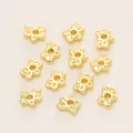Perline distanziatrici a clessidra testurizzate placcate in oro 18K per gioielli - Stile N (Perlina Rotonda Texturizzata) / 20 Pezzi (4.5*5mm / Foro 1.2mm) / Oro 18K