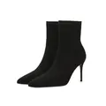 Elegant black stretch fabric sock boots with pointed toe and stiletto high heels - 38 / Black 8cm Leather Lining