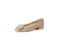 Elegante khakifarbene Lackleder-Pumps mit quadratischer Zehenpartie und Zierschnalle für Damen - 34 / Elefantengrau