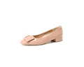 Elegante nudefarbene Lackleder-Ballerinas mit eckiger Zehenpartie und bequemer Blockabsatz - 34 / Nude Rosa