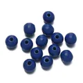 Dunkelblaue lackierte Holzperlen mit geradem Loch für die DIY-Schmuckherstellung. - 50 Stück/Packung (10mm/Loch 2.5mm) / Dunkelblau