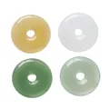Vier polierte Ping'an-Schnallen-Perlen aus Jadeimitat in verschiedenen Farben für DIY-Schmuck - 10 Stück/Packung (Durchmesser ca. 8,5 mm) / Mehrfarbig Gemischt