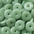 Blassgrüne Glas-Imitations-Jade Ping'an Kou Donut-Perlen für DIY-Schmuckherstellung. - 10 Stück/Packung (Durchmesser ca. 8,5 mm) / Cyan Jade-Farbton