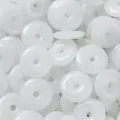 Weiße halbtransparente Glasperlen in Donut-Form für DIY-Schmuckherstellungszubehör - 10 Stück/Packung (Durchmesser ca. 8,5 mm) / Jadeweiß