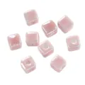 Group of soft pink square ceramic beads with glossy cream texture for DIY jewelry making. - Rounded Cube Style (Style 3) / 2 Pieces/Pack / Pink