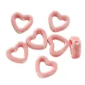 Pastel creamy pink heart-shaped ceramic loose beads for DIY jewelry and phone chains - Hollow Heart Style (Style 4) / 1 Piece / Pink