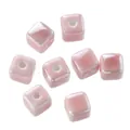 Pink square ceramic beads with cream texture for DIY phone charms - Rounded Cube Style (Style 6)
