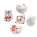 Handmade cute pink cat-shaped ceramic beads for DIY phone chain and jewelry crafts - Lucky Cat Style (Style 7)