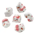 Handmade cute pink ceramic cat-shaped loose beads for DIY jewelry and phone charm making - Hand-painted Cat Style (Style 8)