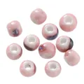 High quality pink marble ceramic beads with a glossy creamy texture for DIY jewelry crafts - Irregular Sphere Style (Style 10)