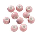 Smooth creamy pink round ceramic spacer beads for DIY jewelry crafts and phone charms - Rounded Loose Bead Style (Style 11)