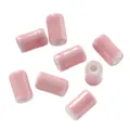 Glossy pink cylindrical ceramic tube beads with cream texture for DIY jewelry making. - Cylindrical Barrel Style (Style 14)