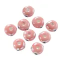 Dusty pink ceramic donut beads with cream texture for DIY jewelry making and crafts - Donut Style (Style 15)