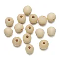 Natürliche runde Holzperlen mit gebohrten Löchern für die DIY Schmuckherstellung - 50 Stück/Packung (10mm/Loch 2.5mm) / Beige