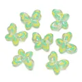 Sept perles papillons en acrylique translucide vert et jaune pour la création de bijoux - 1 Pièce / Vert