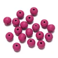 Leuchtend magentafarbene Holzperlen mit geradem Loch für DIY-Schmuckherstellung - 50 Stück/Packung (10mm/Loch 2.5mm) / Fuchsia