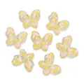 Perles papillon colorées en acrylique avec fini irisé pour bijoux et accessoires DIY - 1 Pièce / Jaune