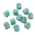 Perles cylindriques en acrylique texture marbre cyan pour bijoux DIY accessoires - 10 Pièces/Paquet (11.5x12mm, Trou 2.3mm) / Vert