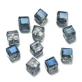 Perle di cristallo quadrate sfaccettate blu-grigio aurora ad alta trasparenza per fai da te - Confezione da 10 / Blu Inchiostro