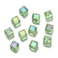 Perle sfaccettate in cristallo aurora verde chiaro cangiante per gioielli fai da te - Confezione da 10 / Verde
