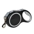 Side view of black retractable dog leash with grey anti-slip handle and metal clip - Style 002 / 5M (50kg) / Gray