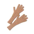 Hellbraune Wollstrickhandschuhe mit Zopfmuster, Touchscreen-Funktion und langen Bündchen - Einheitsgröße / Camel