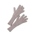 Weiche beige Strickhandschuhe aus reiner Wolle mit Zopfmuster und Touch-Funktion - Einheitsgröße / Khaki