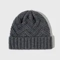 Donkergrijze 100% wollen kabelgebreide muts, dikke warme wintermuts voor dames en heren - Eén maat / Grijs