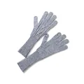Graue Strick-Wollhandschuhe mit Touchscreen-Öffnungen und langen Rippbündchen für Winter - Einheitsgröße / Mittelgrau
