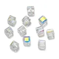 Perle a cubo in cristallo sfaccettato iridato per gioielli DIY, alta trasparenza - Confezione da 10 / Bianco